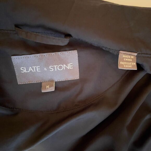 Slate & Stone Classic Black Zip Bomber Jacket Lightweight Lined Pockets Medium M - Picture 5 of 7